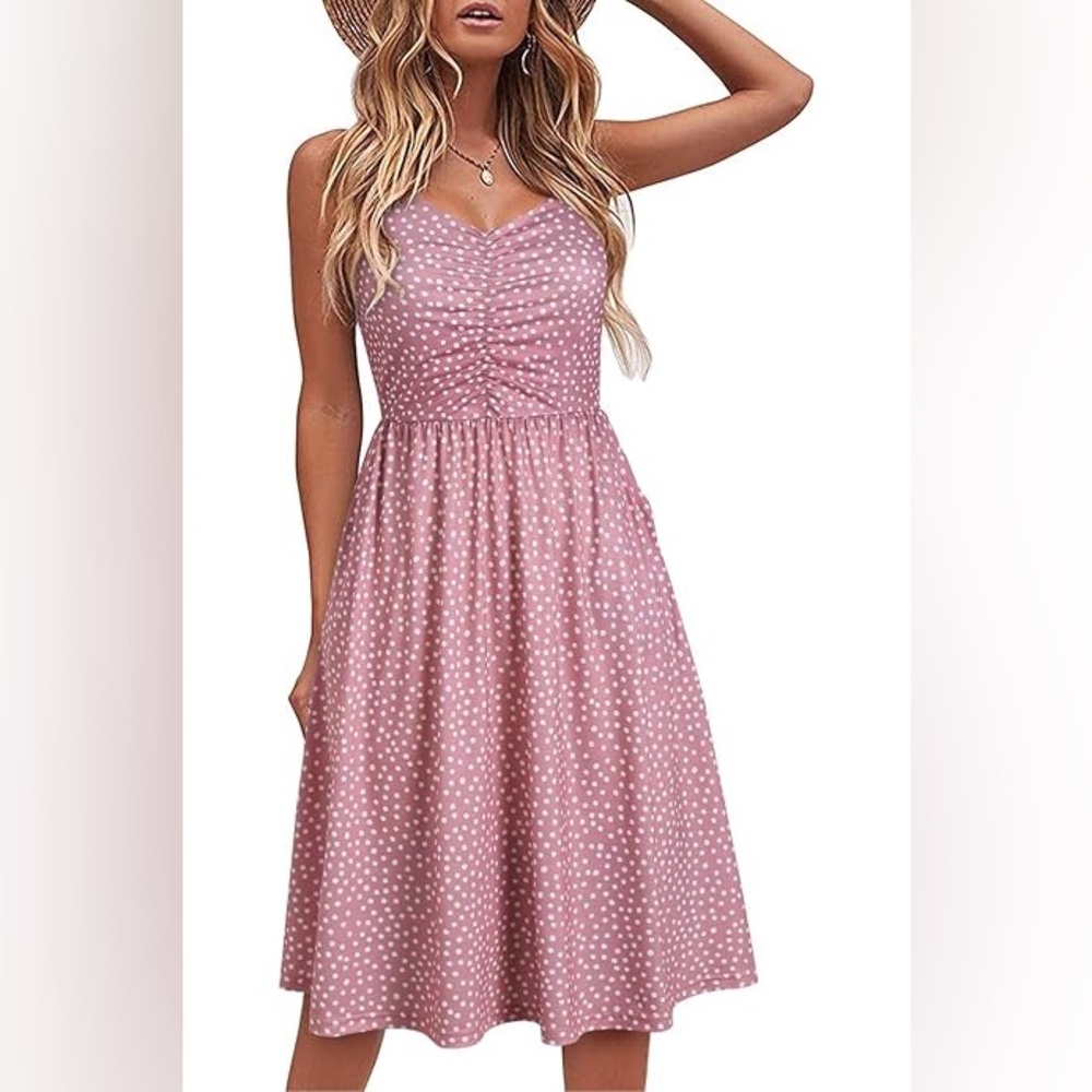 Elegant Pink Polka Dot Dress